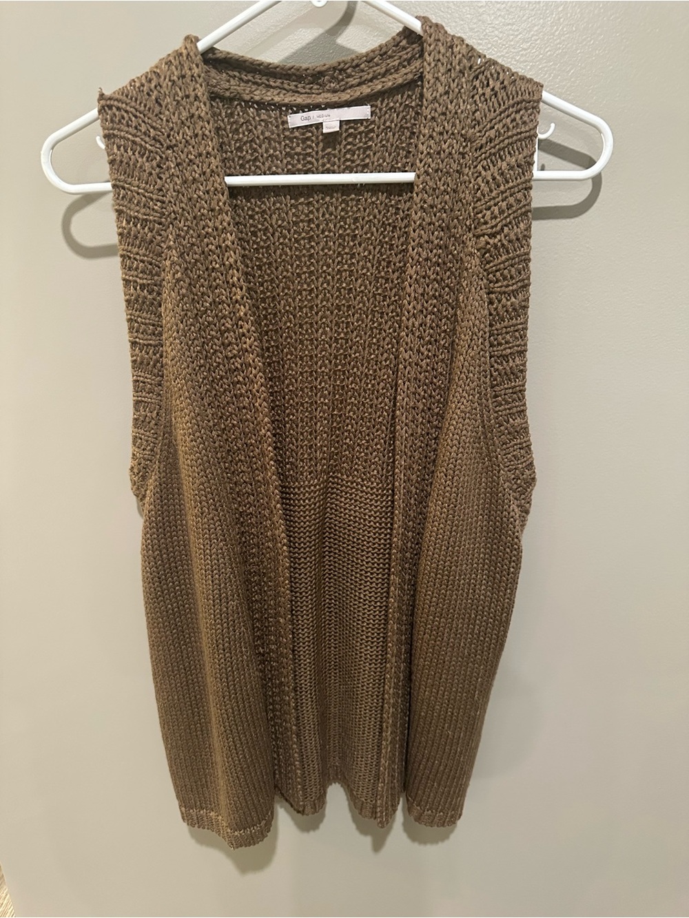 GAP Brown Open-Front Knit Sleeveless Cardigan Vest